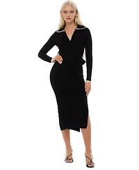 Alexia Admor Women's Tatiana Fully Knit Collar Surplice Midi Dress