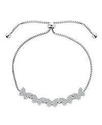 Bling Jewelry Set of 2 Cz Butterfly and Love Knot Bolo Bracelet Sterling Silver