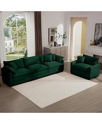 Streamdale Mid-Century Modern Green Corduroy Sectional Set - 3 Seater & 1 Single Seater
