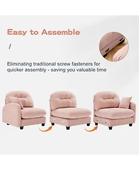 Streamdale Furniture Streamdale Four-Seater Modular Chenille Sectional Couch with Pillows, Pink