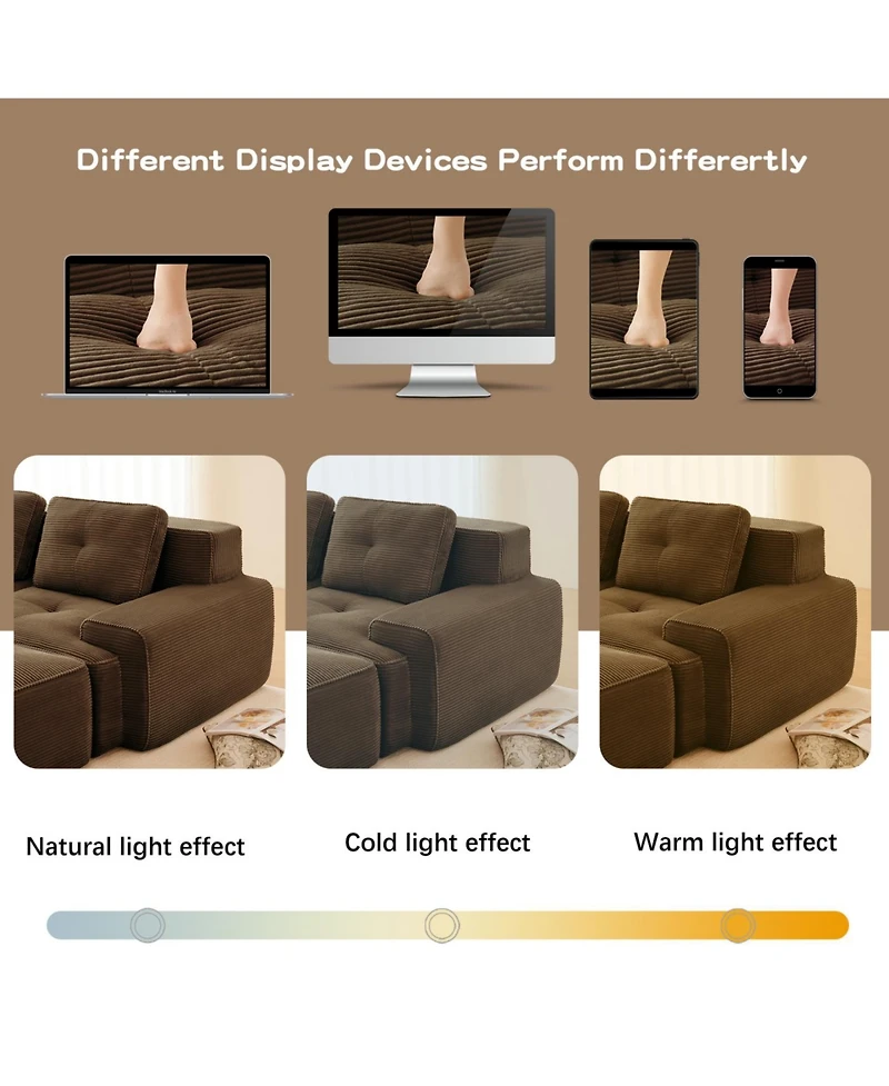 Streamdale Furniture Modern U-Shaped Corduroy Sectional Sofa with Movable Ottoman