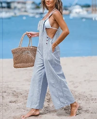 Cupshe Women's Casual Straps Button Wide Leg Jumpsuits