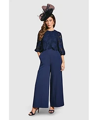 Coast Women's Lace Overlay Wide Leg Jumpsuit