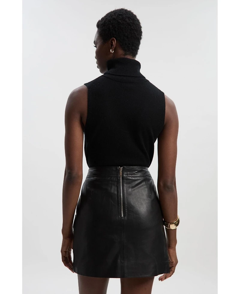 Karen Millen Womens Leather Signature Mini Skirt