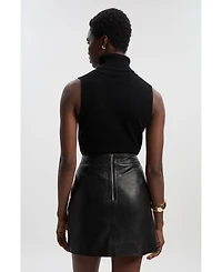 Karen Millen Womens Leather Signature Mini Skirt