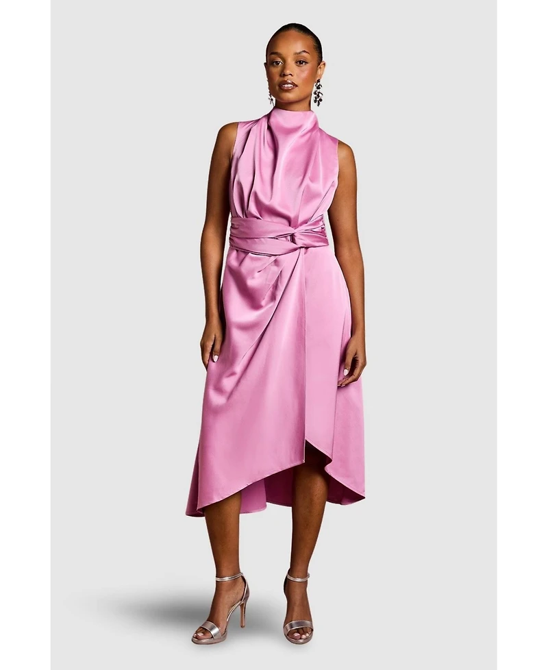 Coast Women's Satin Midi Dress With Twist Waist