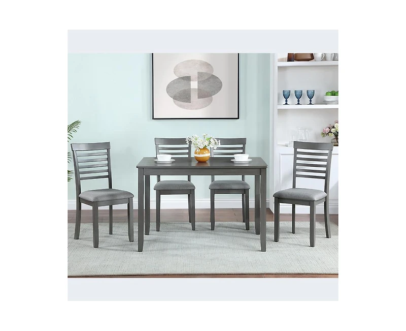 Casainc 5-Piece Modern Dining Set with Rectangular Wood Table and 4 Upholstered Chairs