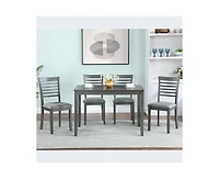 Casainc 5-Piece Modern Dining Set with Rectangular Wood Table and 4 Upholstered Chairs