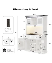 Boyel Living 71" Farmhosue Pantry Bar Cabinet with Internal Storage Rack,Kitchen Cabinet with Hutch,Sliding Door,Rustic Coffee Bar Storage Cabinet