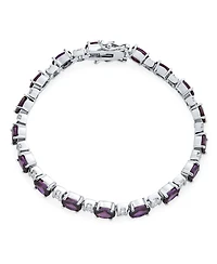 Bling Jewelry Alternating Oval Shape Purple Cz Cubic Zirconia Tennis Bracelet Silver Plated 7 Inch