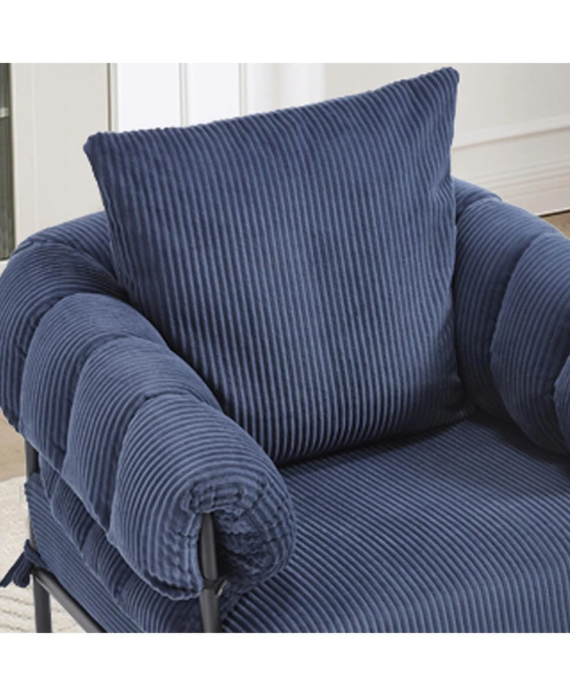 Streamdale Furniture Streamdale Modern Teddy Fleece Upholstered Chair with Gold Metal Legs