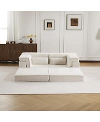 Streamdale Furniture Streamdale Compression Sofa, Convertible Floor Sofa Bed, Modern Oversized Loveseat, White