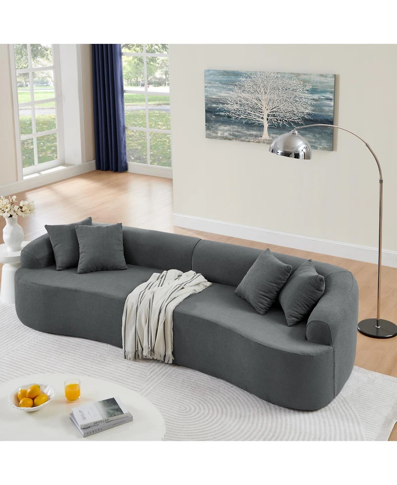 Streamdale Furniture Streamdale Curved Lamb's Wool Modular Sectional Sofa - Gray