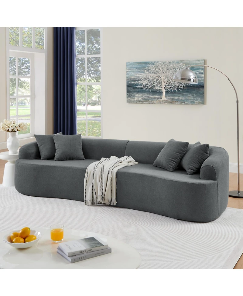 Streamdale Furniture Streamdale Curved Lamb's Wool Modular Sectional Sofa - Gray