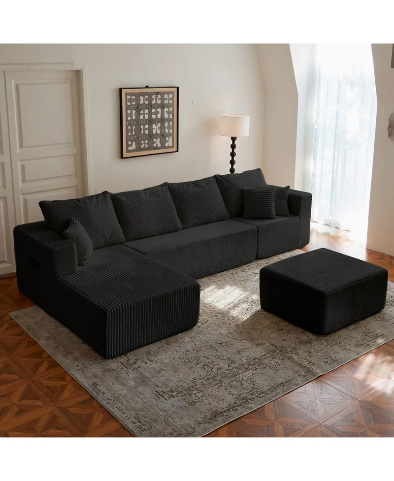 Streamdale Cloud Modular Sectional Sofa with Ottoman, Modern U Shaped Couch
