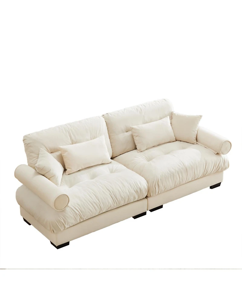 Streamdale Furniture Modern Two-Seater Velvet Sofa with Pillows, Cream