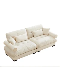 Streamdale Furniture Modern Two-Seater Velvet Sofa with Pillows, Cream