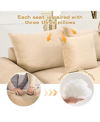 Streamdale Camel 130" Oversized Corduroy Cloud Modular Sectional Couch with Ottoman