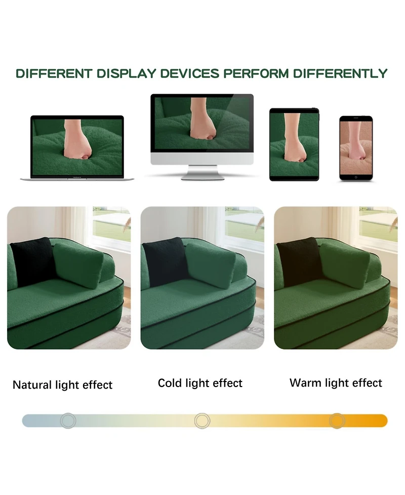 Streamdale Green L-Shaped Teddy Fabric Sofa with Chaise