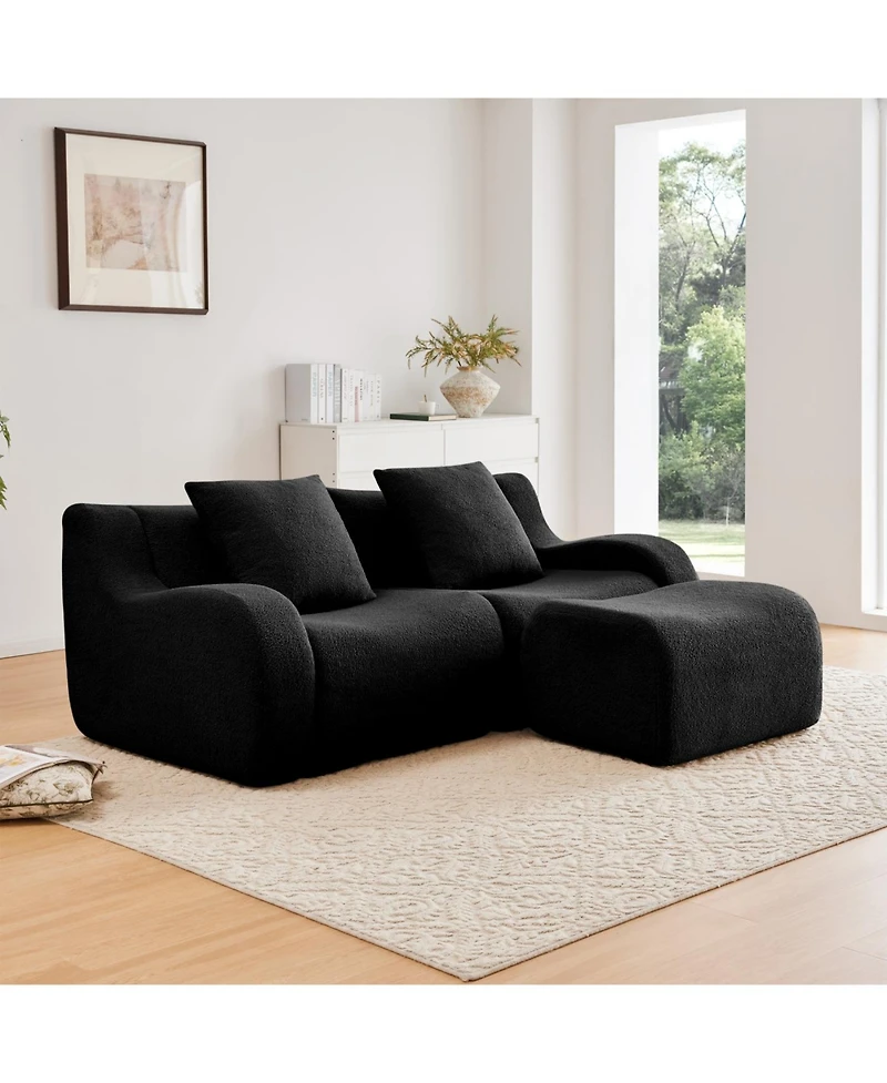 Streamdale Furniture L-Shaped Teddy Fabric 2-Seat Boneless Sofa,