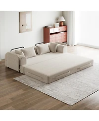 Streamdale Convertible Sleeper Sofa Bed with Pillow, Chenille Folding Mattress Couch