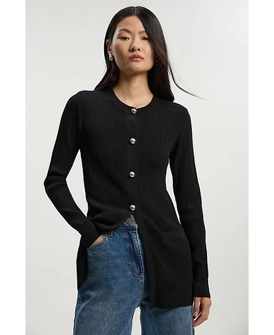 Karen Millen Women's Dome Button Longline Knitted Cardi