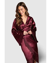 Coast Women's Satin Fringe Hem Wrap Waist Midi Dress