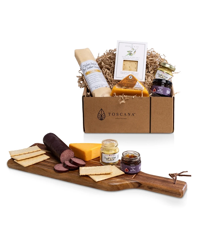 Toscana Botella Cheese Board with Gourmet Gift Pack, 5-Piece