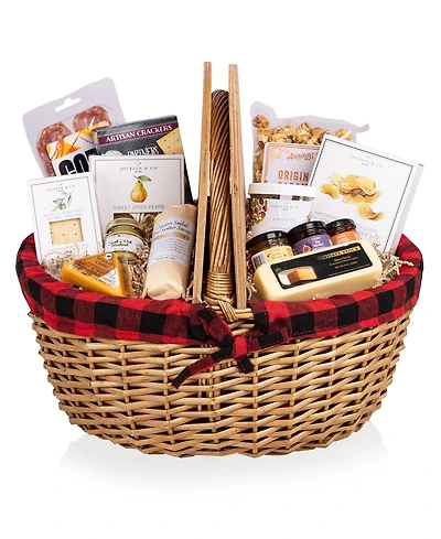 Picnic Time Country Basket with Gourmet Gift Pack, 14-Piece