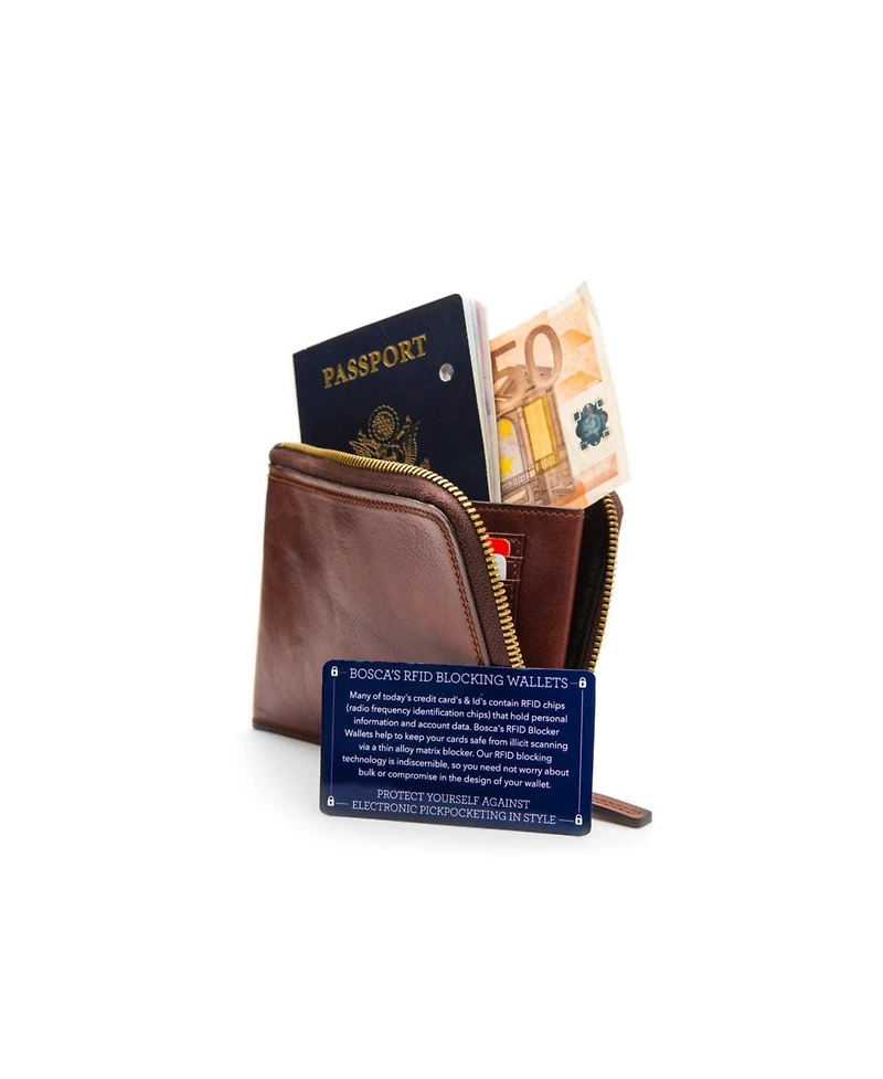 Bosca Dolce Zip Passport/Travel Document - Rfid