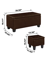 Streamdale Large Storage Ottoman Bench Set, 3-in-1 Combination, Tufted Linen