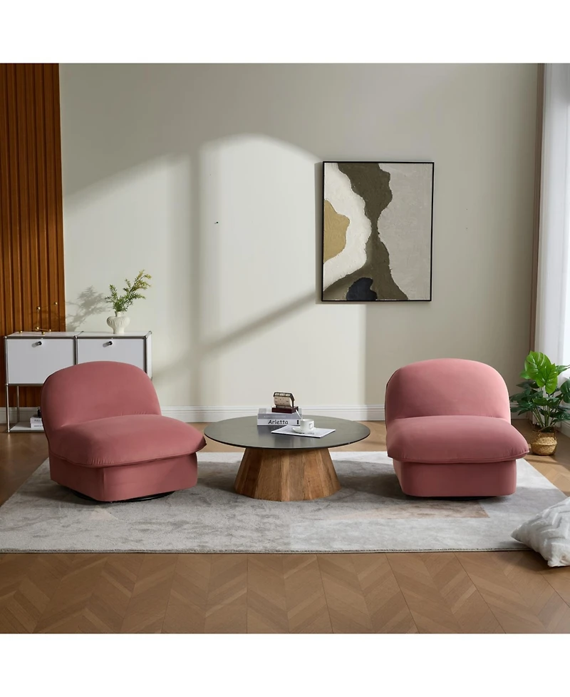 Streamdale Velvet Swivel Chair with 360-degree Metal Base