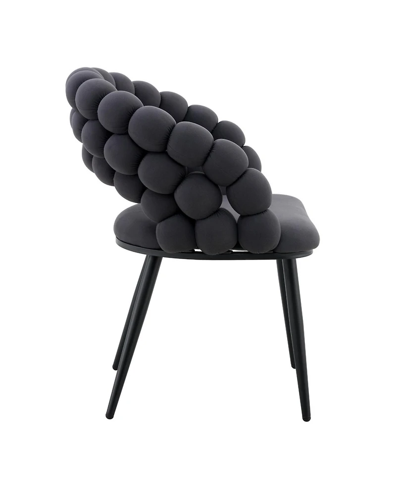 Streamdale Furniture Streamdale Set of 2 Gray Velvet Dining Chairs with Black Legs