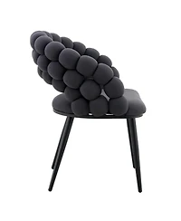 Streamdale Furniture Streamdale Set of 2 Gray Velvet Dining Chairs with Black Legs