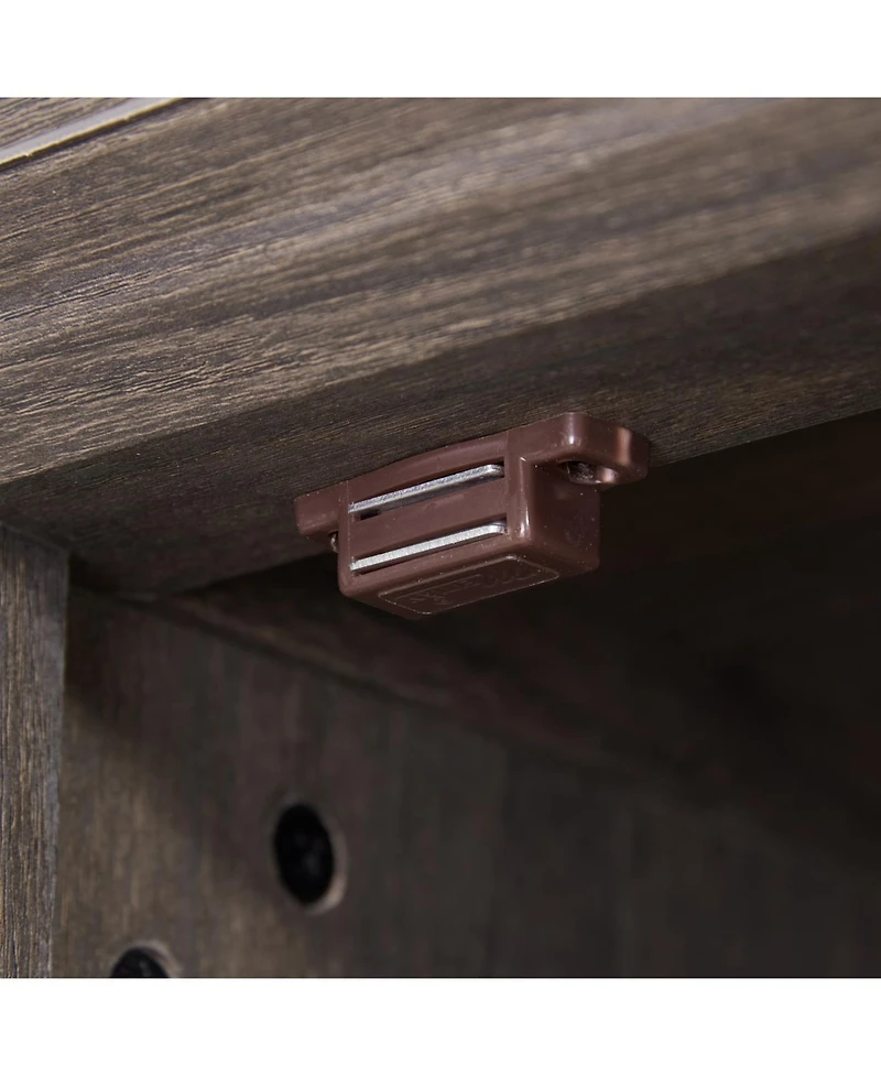 Streamdale Modern Storage Cabinet with Glass Doors & Shelves - Brown Finish