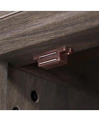 Streamdale Modern Storage Cabinet with Glass Doors & Shelves - Brown Finish