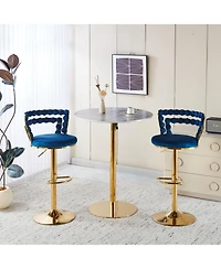 Streamdale Modern Gold Bar Table Set with 2 Adjustable Stools