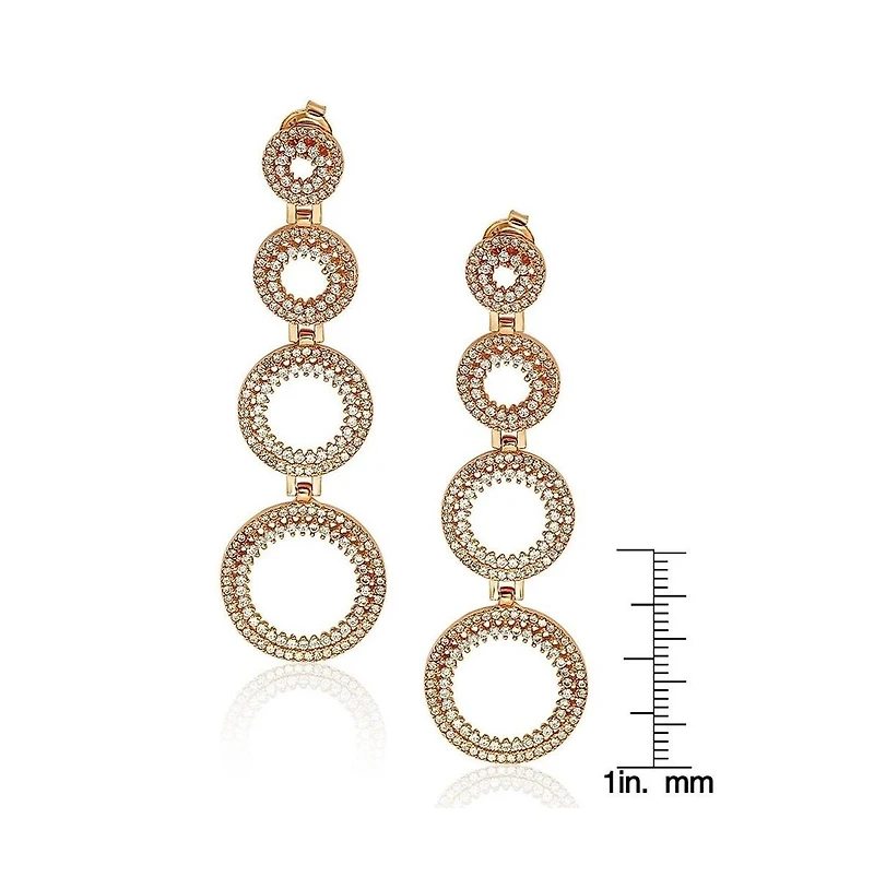 Suzy Levian Sterling Silver Cubic Zirconia Graduating Circle Drop Dangle Earrings