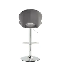 Streamdale Bar Stools Set of 2 - Adjustable Counter Height Bar Chairs with Back & Footrest - Grey