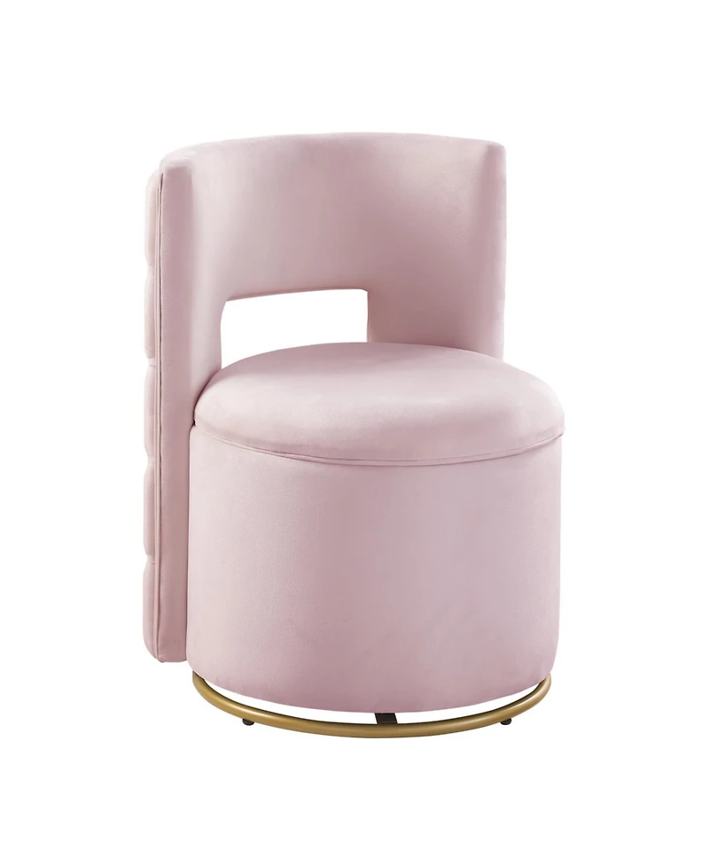 Streamdale 360 Swivel Velvet Chair w/ Storage & Gold Base