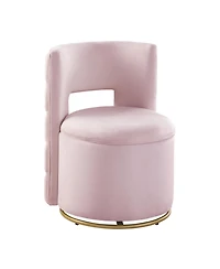 Streamdale 360 Swivel Velvet Chair w/ Storage & Gold Base