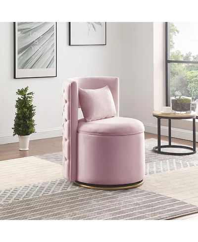Streamdale 360 Swivel Velvet Chair w/ Storage & Gold Base