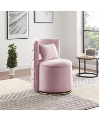 Streamdale 360 Swivel Velvet Chair w/ Storage & Gold Base