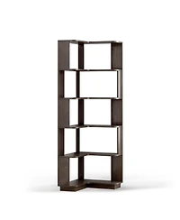Streamdale 6 Tier L-Shaped Corner Bookshelf with Anti-Drop & Anti-Tipping Device - Dark Brown