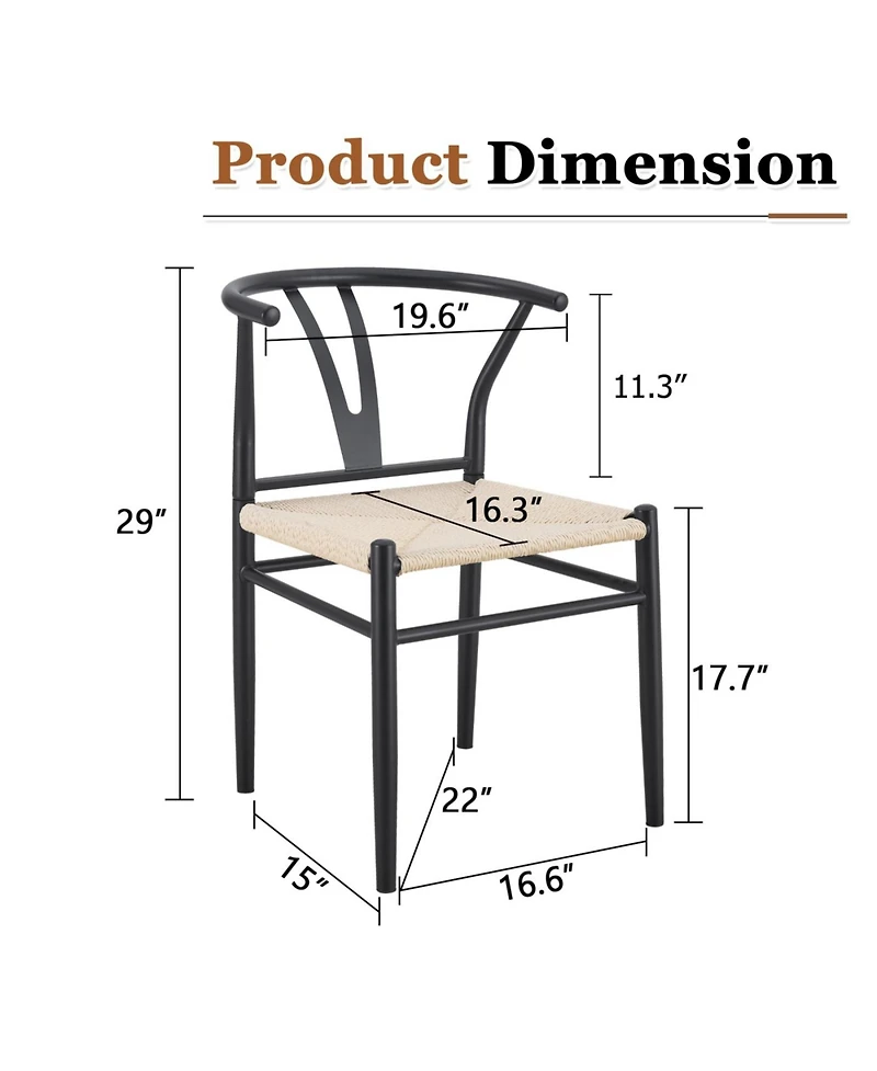 Streamdale Furniture Wesborn Y-shaped Medieval Armchair, Woven Seat, Set of 4