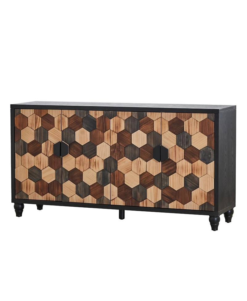 Streamdale Distressed Honeycomb Pattern Storage Cabinet with Doors