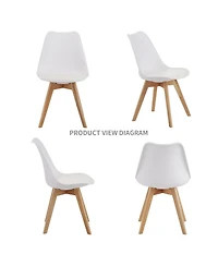 Streamdale Furniture Streamdale Set of 4 White Medieval Modern Dining Chairs with Wooden Legs
