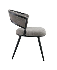 Streamdale Set of 2 Gray Velvet Dining Chairs with Black Legs