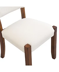 Streamdale Upholstered Dining Chairs Set of 4, Ergonomic Kitchen Chairs with Solid Rubber Wood Legs, Beige