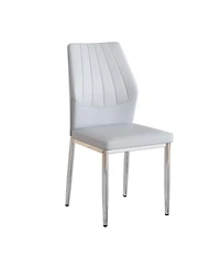 Streamdale Set of 4 Light Gray & Silver Dining Chairs, 37" High, Ergonomic Pu Backrest